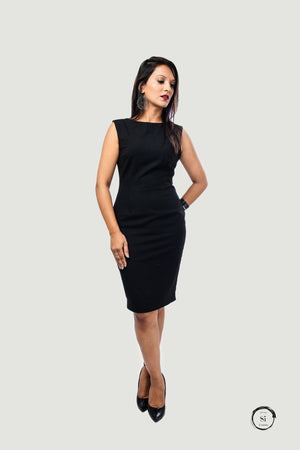 Sleeveless Pencil Dress - Black