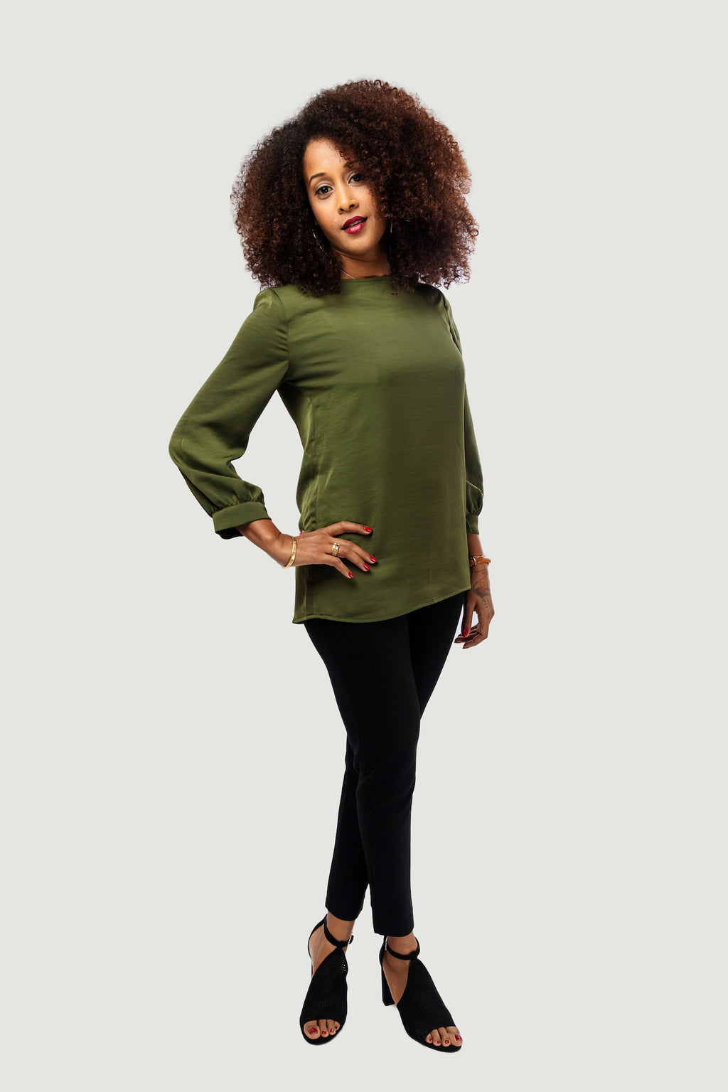 Boat Neck Blouse - Green