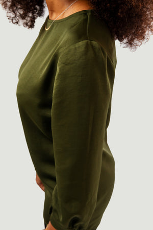 Boat Neck Blouse - Green