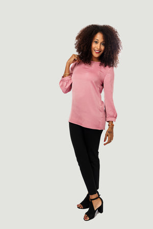 Boat Neck Blouse - Pink