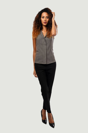 Sleeveless Corporate Blouse - Grey