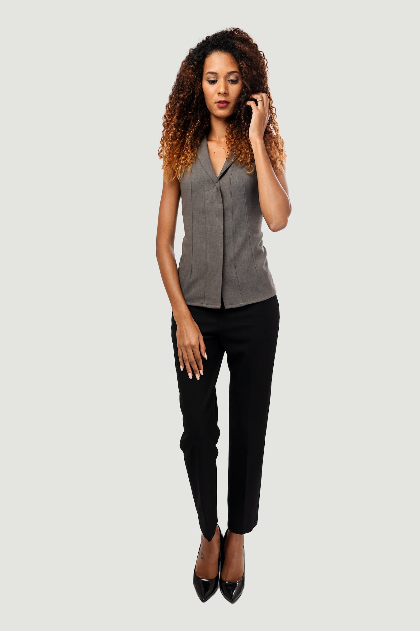 Sleeveless Corporate Blouse - Grey