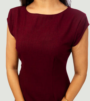 Cap Sleeve Dress - Burgundy