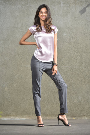 Plain Satin Blouse - Old Rose