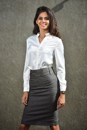 Long Sleeved Corporate Blouse - White