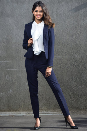 Slim Fit Corporate Pants - Navy Blue