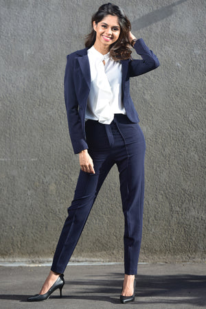 Slim Fit Corporate Pants - Navy Blue