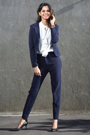 Slim Fit Corporate Pants - Navy Blue