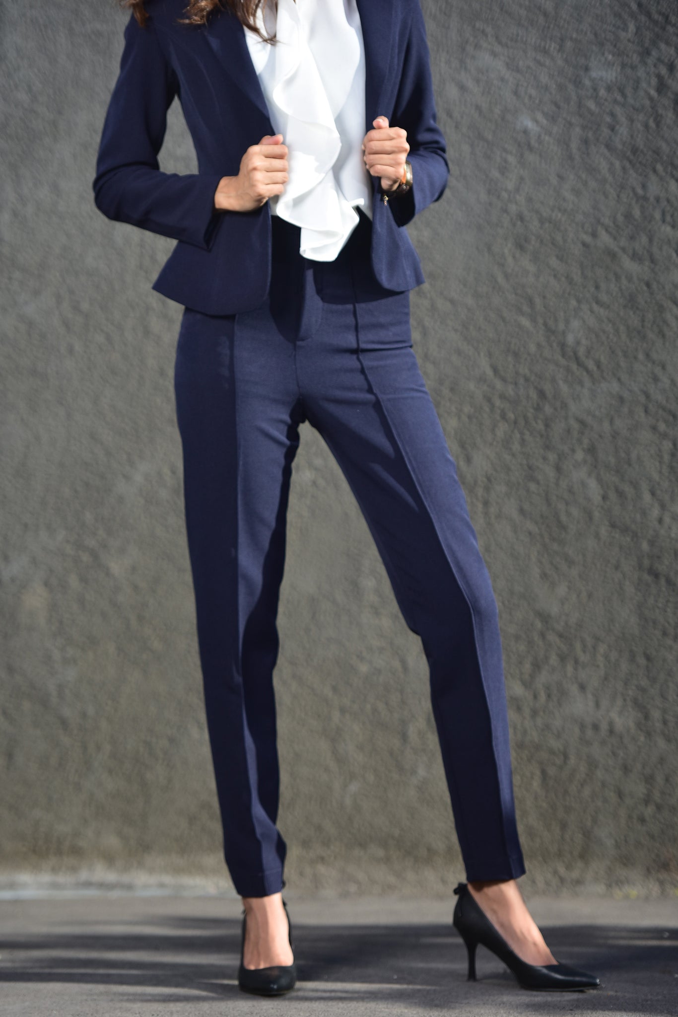 Slim Fit Corporate Pants - Navy Blue