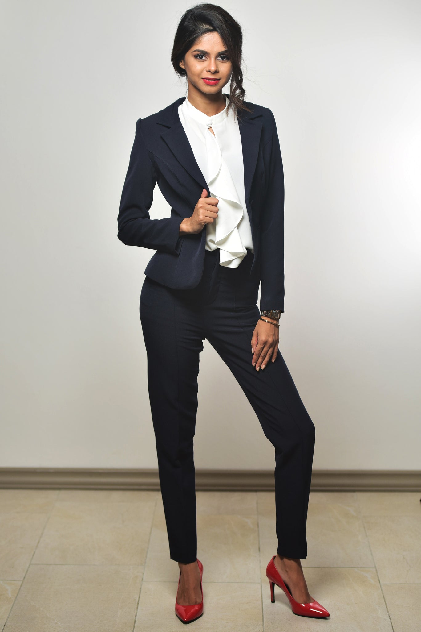 Slim Fit Corporate Pants - Navy Blue