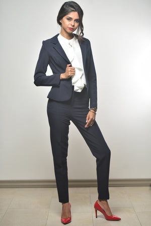 Slim Fit Corporate Pants - Navy Blue