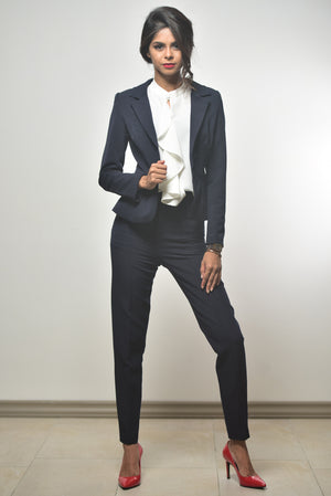 Slim Fit Corporate Pants - Navy Blue