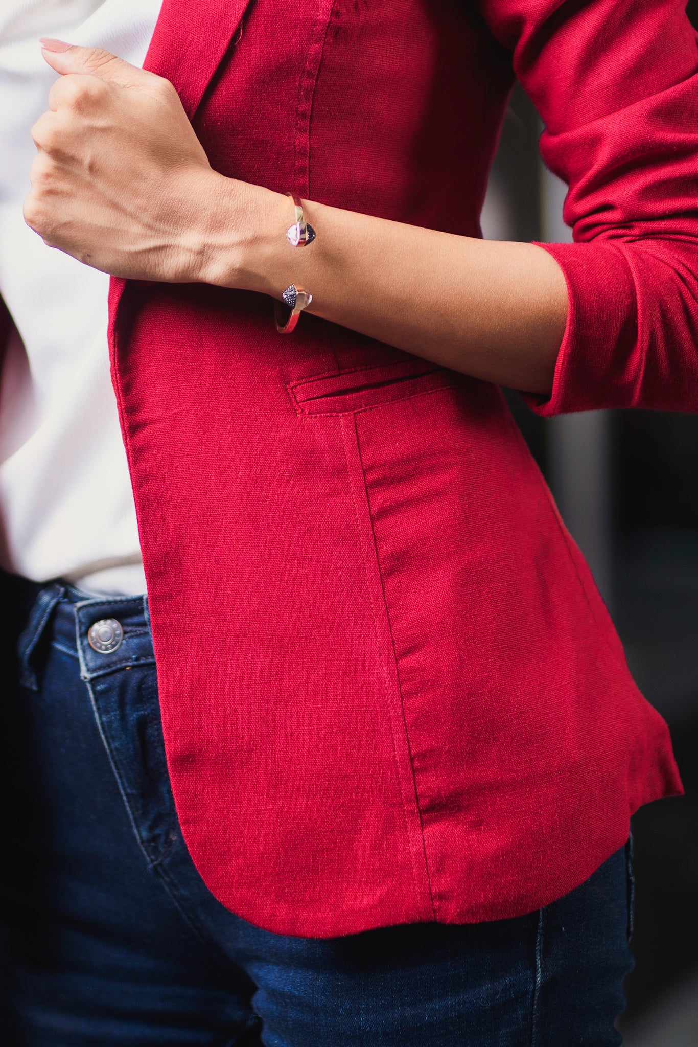 Linen Blazer - Red