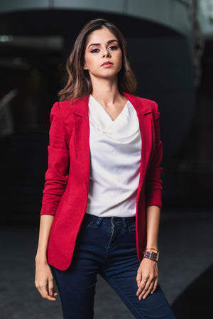 Linen Blazer - Red