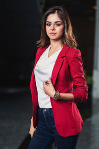 Linen Blazer - Red