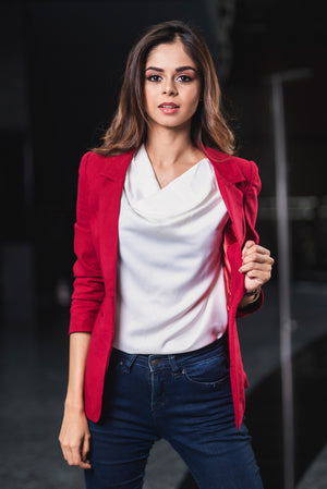 Linen Blazer - Red