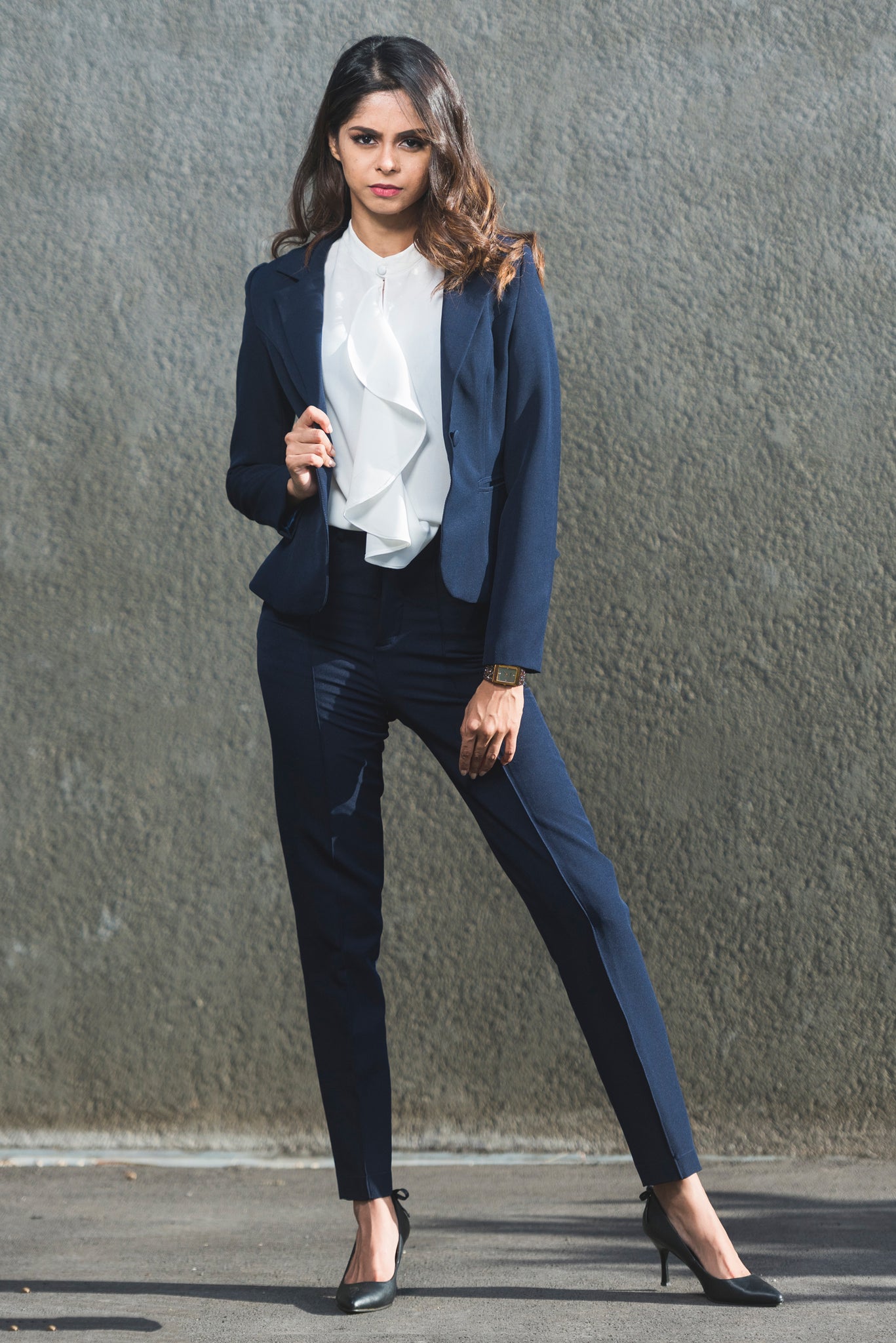 Slim Fit Corporate Pants - Navy Blue