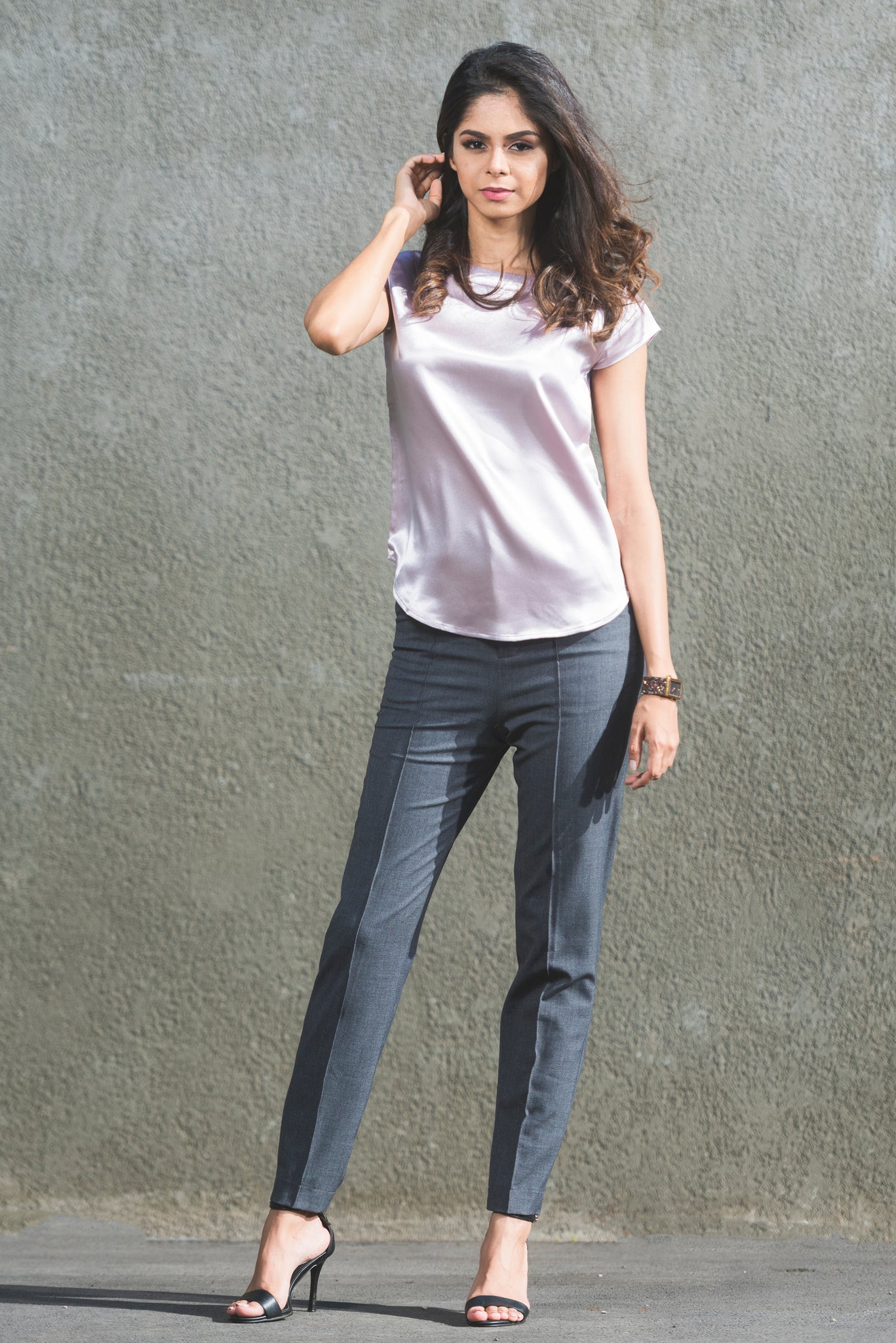 Plain Satin Blouse - Old Rose